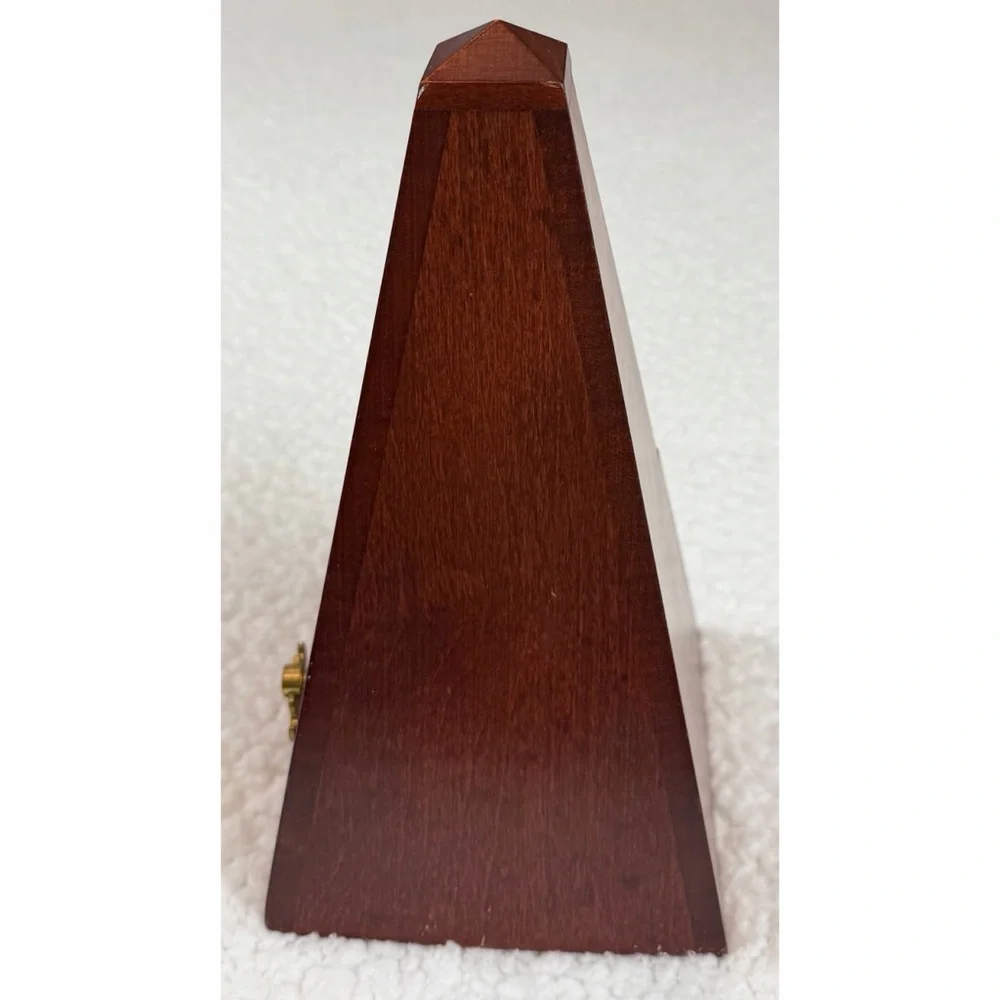 (VTG) SETH THOMAS • Brown Wooden Pyramid Wind-Up Metronome w/ Cover (Working) - Picture 11 of 16